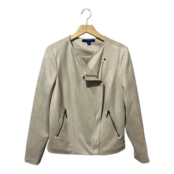 Apt. 9 Earthmover Faux Suede Moto Jacket Blazer Women's Size Medium - Picture 6 of 6